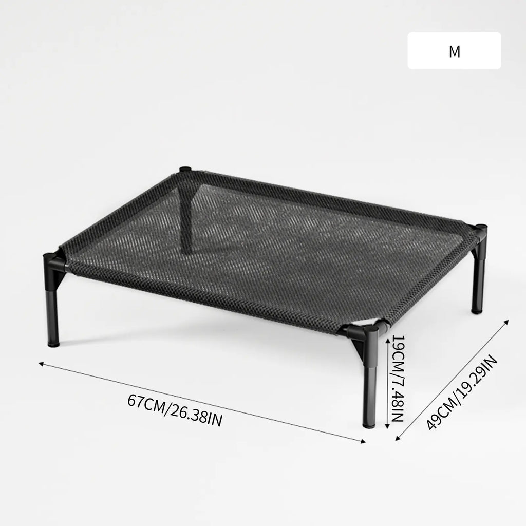 Cama elevada y refrescante transpirable para perros, cama para mascotas de malla transpirable y tela Oxford, malla Textilene transpirable, cama elevada portátil para uso en interiores y exteriores. Ideal para el verano, amantes de las mascotas.